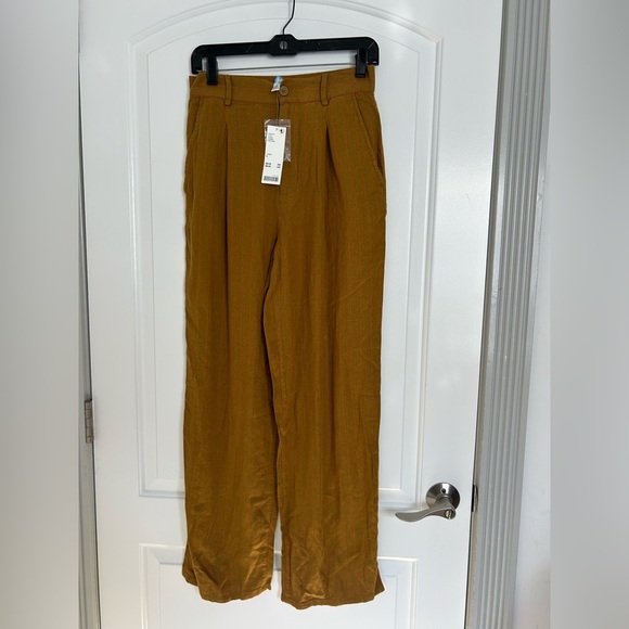 Urban Outfitters Striped Linen Blend Flowy Wide Leg Pants size small NWT - Picture 1 of 12